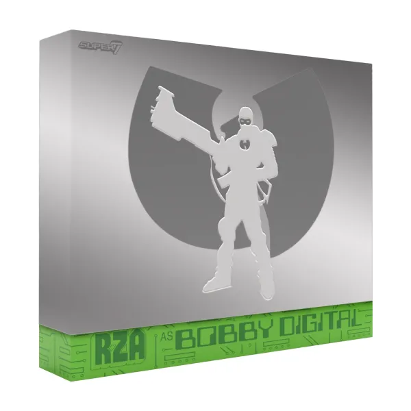 Super7 Rza^Bobby Digital Reaction Figures Wave 03 - Bobby Digital (Metallic Silver W/ 45 Adaptor)