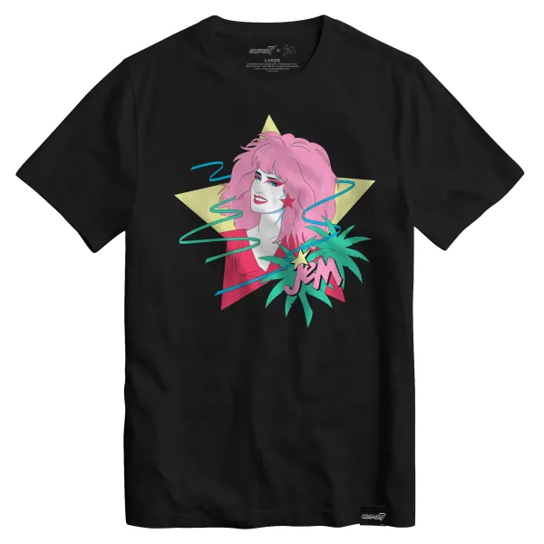 Super7 Jem And The Holograms^Jem And The Holograms - Jem Portrait Star - Vintage Black T-Shirt