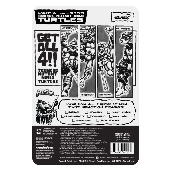 Super7 Teenage Mutant Ninja Turtles^Teenage Mutant Ninja Turtles Reaction Figure Wave 9 - Michelangelo (Comic Greyscale)