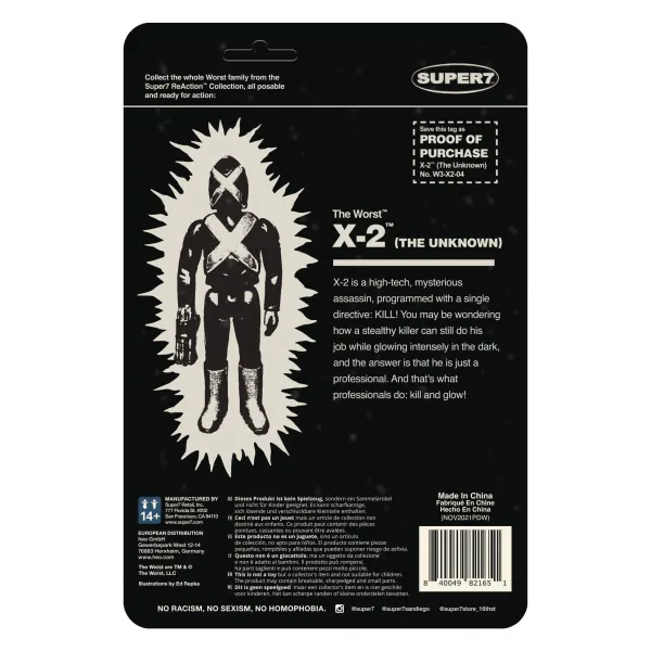 Super7 The Worst^The Worst Reaction Figures Wave 3C - X-2 (Monster Glow) Sdcc 22
